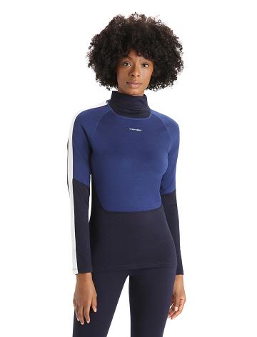 Icebreaker Merino 200 Sonebula Long Sleeve High Neck Thermal Top Naisten Base Layers Laivastonsininen Kuninkaallinen Sininen Laivastonsininen | FI 1857ILHS